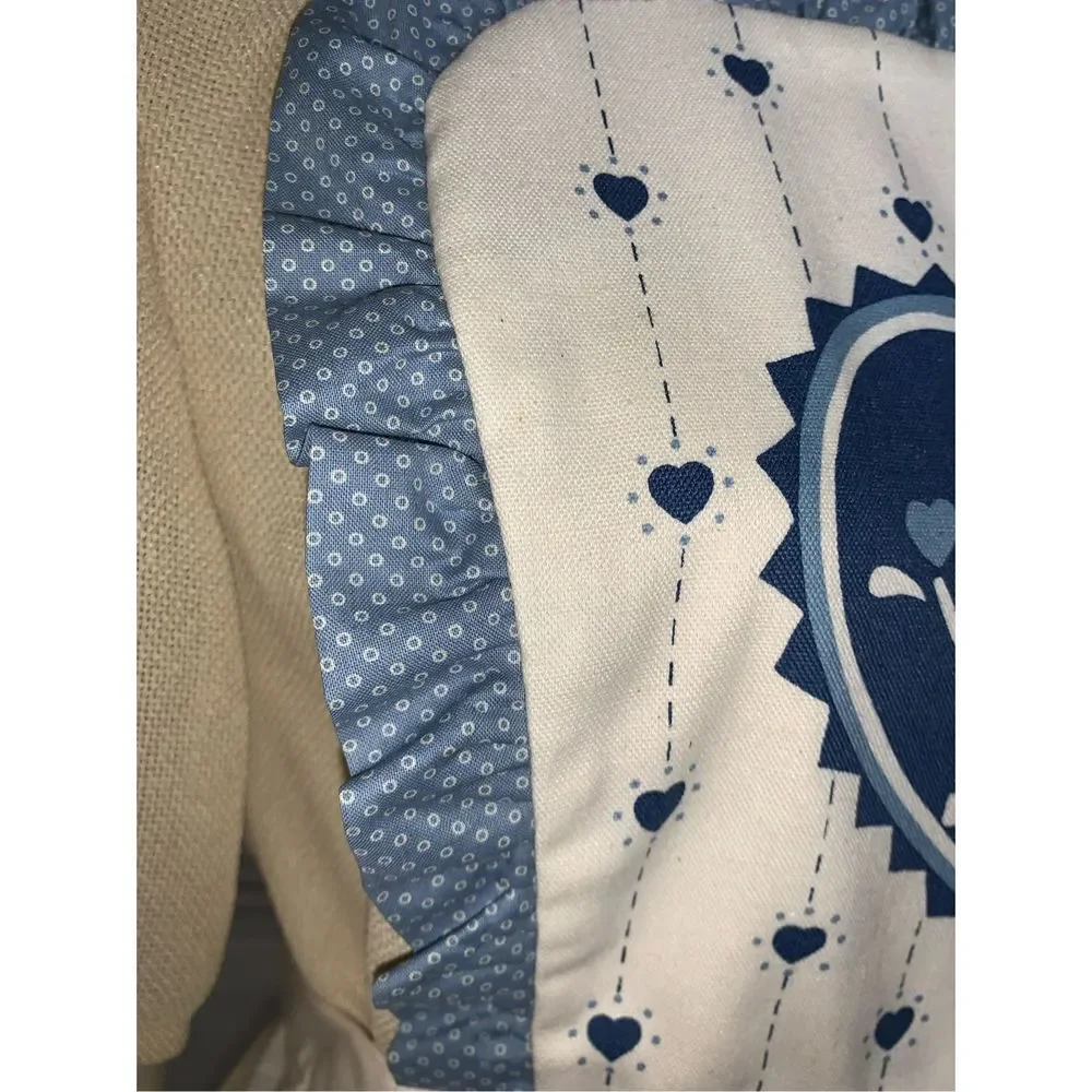 NWOT Vintage‎ Full Apron Blue Country Kitchen Blue Hearts Adult Size